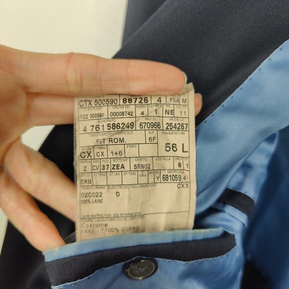 Ermenegildo Zegna Blazer Mens 46L Navy Blue 100% Wool 3 Button Suit Jacket - Picture 9 of 11